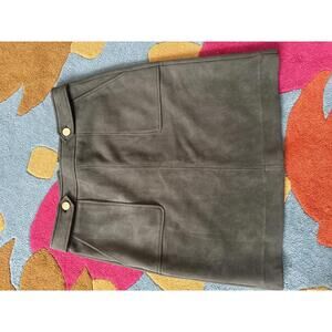 LOFT Faux Suede A-Line Skirt Olive Green Size 10 Pockets Fall Style